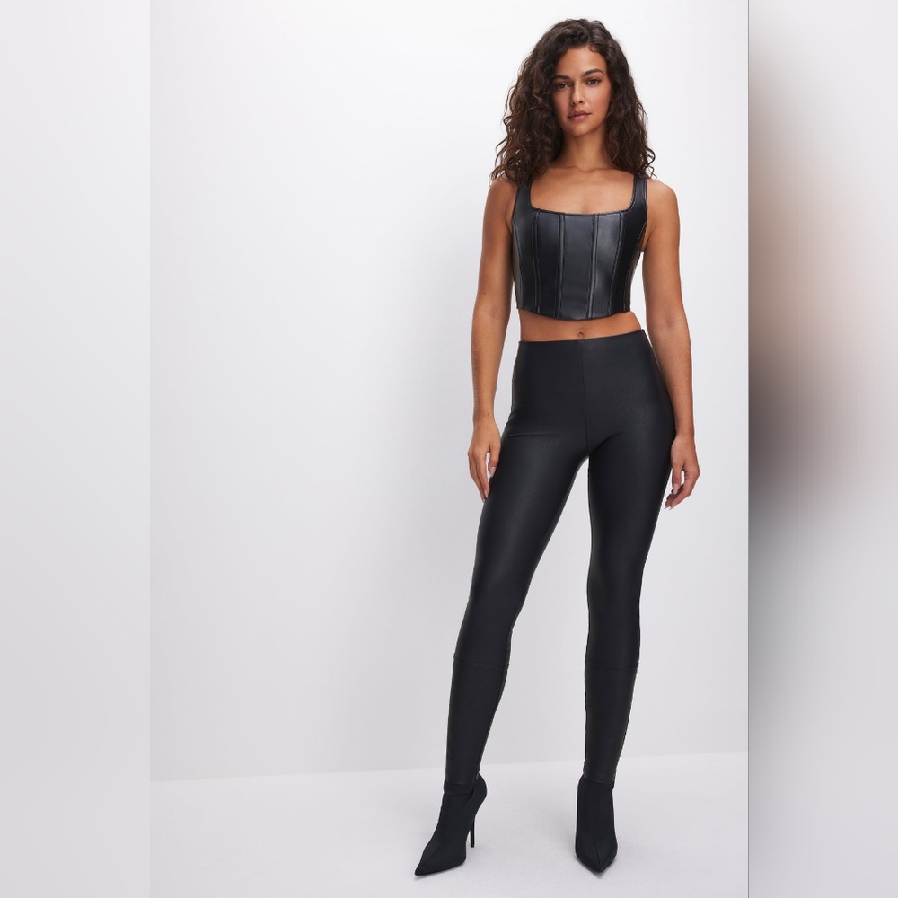 Good American Good Waist Black Faux Leather Leggings